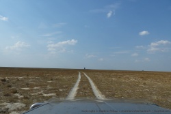 Un petit point se distingue à l'horizon perdu dans cette vaste platitude