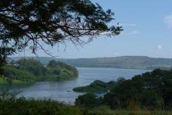 Les sources du Nil Victoria et le lac du même nom au fond