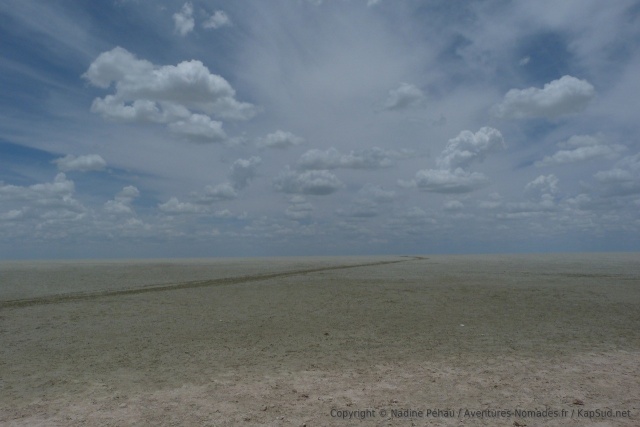 La piste semble continuer pour traverser le vaste pan d'Etosha